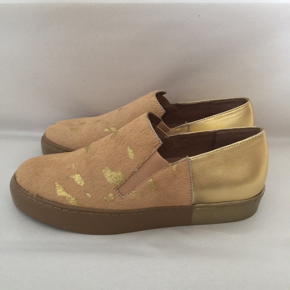 Free People Gold Varsity Slip On Sneakers NWOB - Picture 2 of 7